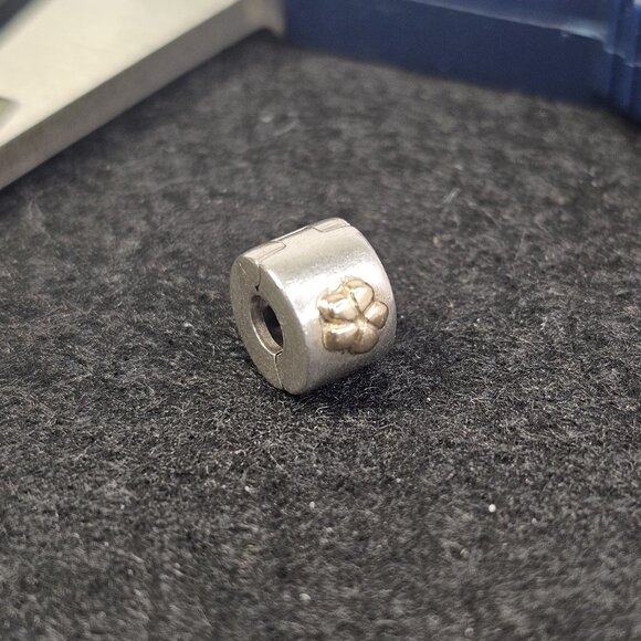 Authentic Pandora retired Sterling Silver & 14K Flower clip 790140 - Picture 7 of 7